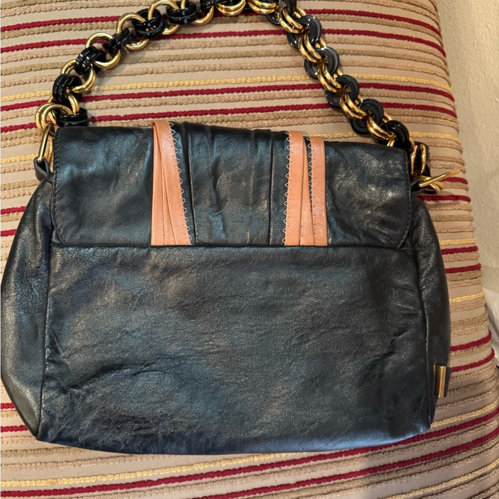 Vintage Marc Jacobs Safety Pin Flap Black and Nude Shoulder Bag with Chain Strap - Picture 4 of 7